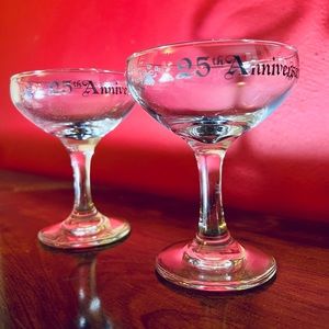 Vintage 25th Anniversary Champagne Glasses